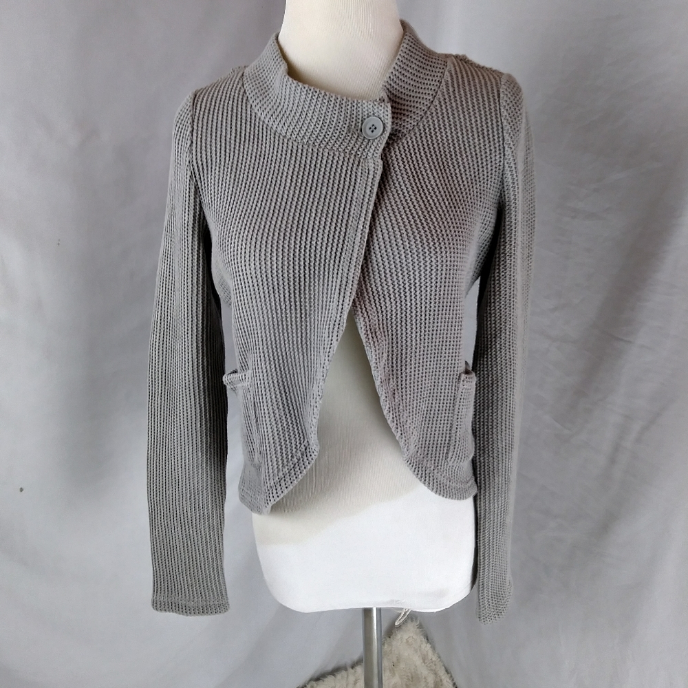 209 Wst Crop moto bolero waffle sweater cardigan